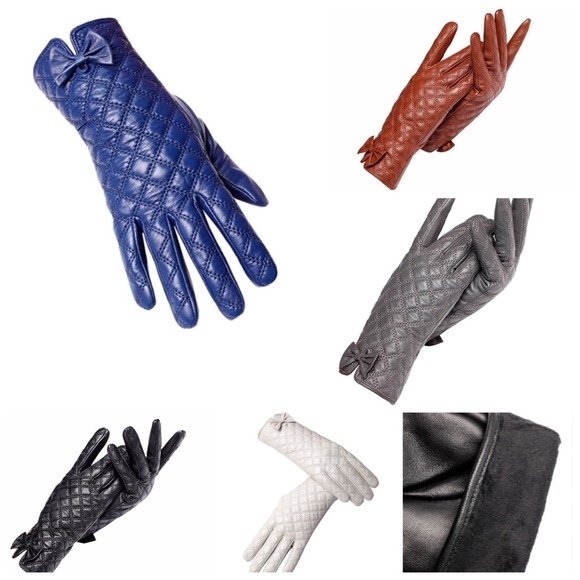 Leather Quilted Cashmere The Ashley Gloves - Picture 2 of 8